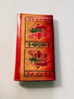 Handicraft Leather Purse Figure motif red Green - Image 2