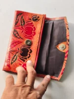 Handmade Leather Wallet & purse - Lotus flower design - Image 5