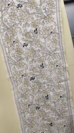 Premium Soft D Tussar Silk Handcrafted Stole – Elegant White Kantha Stitch Work - Image 2
