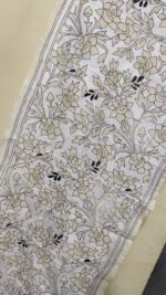 Premium Soft D Tussar Silk Handcrafted Stole – Elegant White Kantha Stitch Work - Image 3