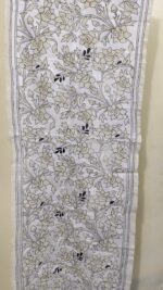 Premium Soft D Tussar Silk Handcrafted Stole – Elegant White Kantha Stitch Work - Image 5