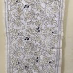 Premium Soft D Tussar Silk Handcrafted Stole – Elegant White Kantha Stitch Work