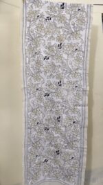 Premium Soft D Tussar Silk Handcrafted Stole – Elegant White Kantha Stitch Work - Image 6