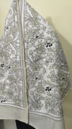 Premium Soft D Tussar Silk Handcrafted Stole – Elegant White Kantha Stitch Work - Image 7