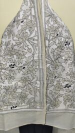Premium Soft D Tussar Silk Handcrafted Stole – Elegant White Kantha Stitch Work - Image 9
