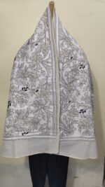 Premium Soft D Tussar Silk Handcrafted Stole – Elegant White Kantha Stitch Work - Image 10