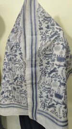 D Tussar Silk Kantha Stole – Wilderness Animal & Floral Motif Work - Image 2