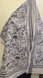 D Tussar Silk Kantha Stole – Wilderness Animal & Floral Motif Work - Image 3
