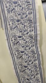 D Tussar Silk Kantha Stole – Wilderness Animal & Floral Motif Work