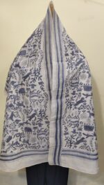 D Tussar Silk Kantha Stole – Wilderness Animal & Floral Motif Work - Image 5