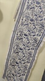 D Tussar Silk Kantha Stole – Wilderness Animal & Floral Motif Work - Image 6