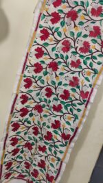 Premium Soft D Tussar Silk Handcrafted Stole – Elegant Multicolor Kantha Stitch Work - Image 5