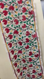 Premium Soft D Tussar Silk Handcrafted Stole – Elegant Multicolor Kantha Stitch Work - Image 3