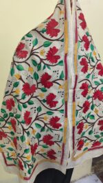 Premium Soft D Tussar Silk Handcrafted Stole – Elegant Multicolor Kantha Stitch Work - Image 7