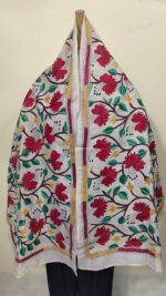 Premium Soft D Tussar Silk Handcrafted Stole – Elegant Multicolor Kantha Stitch Work - Image 2