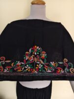 Black Cotton Kantha Stitch Blouse Piece - Bird Motif design - Image 2