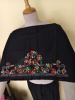 Black Cotton Kantha Stitch Blouse Piece - Bird Motif design - Image 4