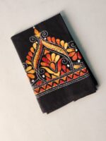 Black Cotton Kantha Stitch Blouse Piece & Material - Image 3