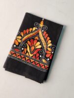 Black Cotton Kantha Stitch Blouse Piece & Material - Image 2