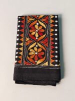 Black Cotton Kantha Stitch Blouse Piece & Material