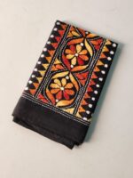 Black Cotton Kantha Stitch Blouse Piece & Material - Image 2