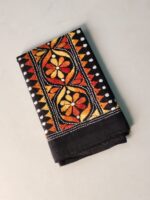 Black Cotton Kantha Stitch Blouse Piece & Material - Image 3
