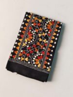 Black Cotton Kantha Stitch Blouse Piece & Material - Image 2