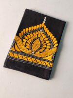 Black Cotton Kantha Stitch Blouse Piece & Material - Image 3