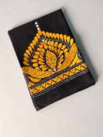 Black Cotton Kantha Stitch Blouse Piece & Material - Image 2