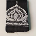 Black Cotton Kantha Stitch Blouse Piece & Material