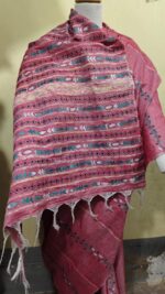 Bengal Kantha Stitch Khadi Cotton Saree – Light pink