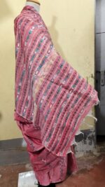 Bengal Kantha Stitch Khadi Cotton Saree – Light pink - Image 2