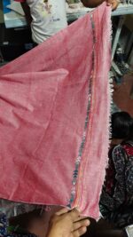 Bengal Kantha Stitch Khadi Cotton Saree – Light pink - Image 7