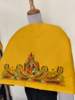 Premium Cotton Kantha Stitch Blouse Material yellow Colors - Image 5