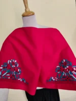 Premium Cotton  Kantha Stitch Blouse Material Red colour - Image 3