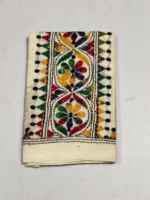 Kantha Work Blouse Material - Multicolor Threadwork  Of-White