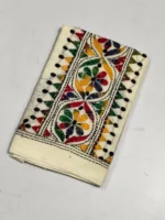 Kantha Work Blouse Material - Multicolor Threadwork  Of-White - Image 2