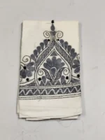 Kantha Work Blouse Material - Gray color Threadwork  Base Of-White