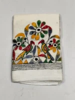 Kantha Work Blouse Material - Multicolor Threadwork  Base Of-White