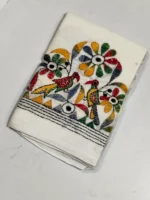 Kantha Work Blouse Material - Multicolor Threadwork  Base Of-White - Image 2