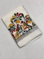 Kantha Work Blouse Material - Multicolor Threadwork  Base Of-White - Image 3