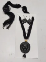 Black Terracotta Necklace Set with Earrings Mouth - Image 3