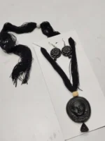 Black Terracotta Necklace Set with Earrings Mouth - Image 2