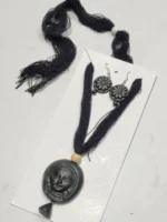 Black Terracotta Necklace Set with Earrings Mouth