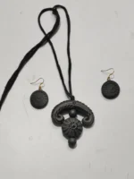Black Terracotta Necklace Set with Earrings