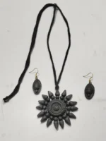 Black Terracotta Jewellery Set with Earrings for women