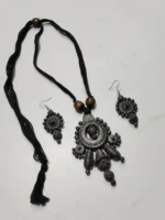 Black Terracotta Jewellery Set with Earrings - Image 2