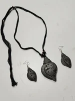 Black Terracotta Jewellery Set with Earrings - Image 3