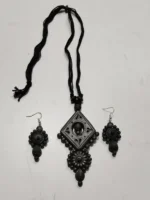 Handcrafted Black Terracotta Jewellery Set with Earrings
