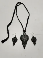 Handcrafted Black Terracotta Necklace Set with Earrings